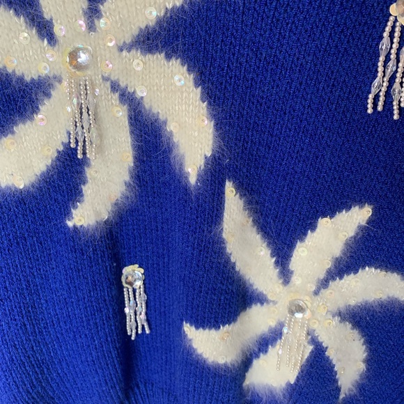 vintage Christine sweater beaded sequined shoulder pads M - Picture 5 of 10